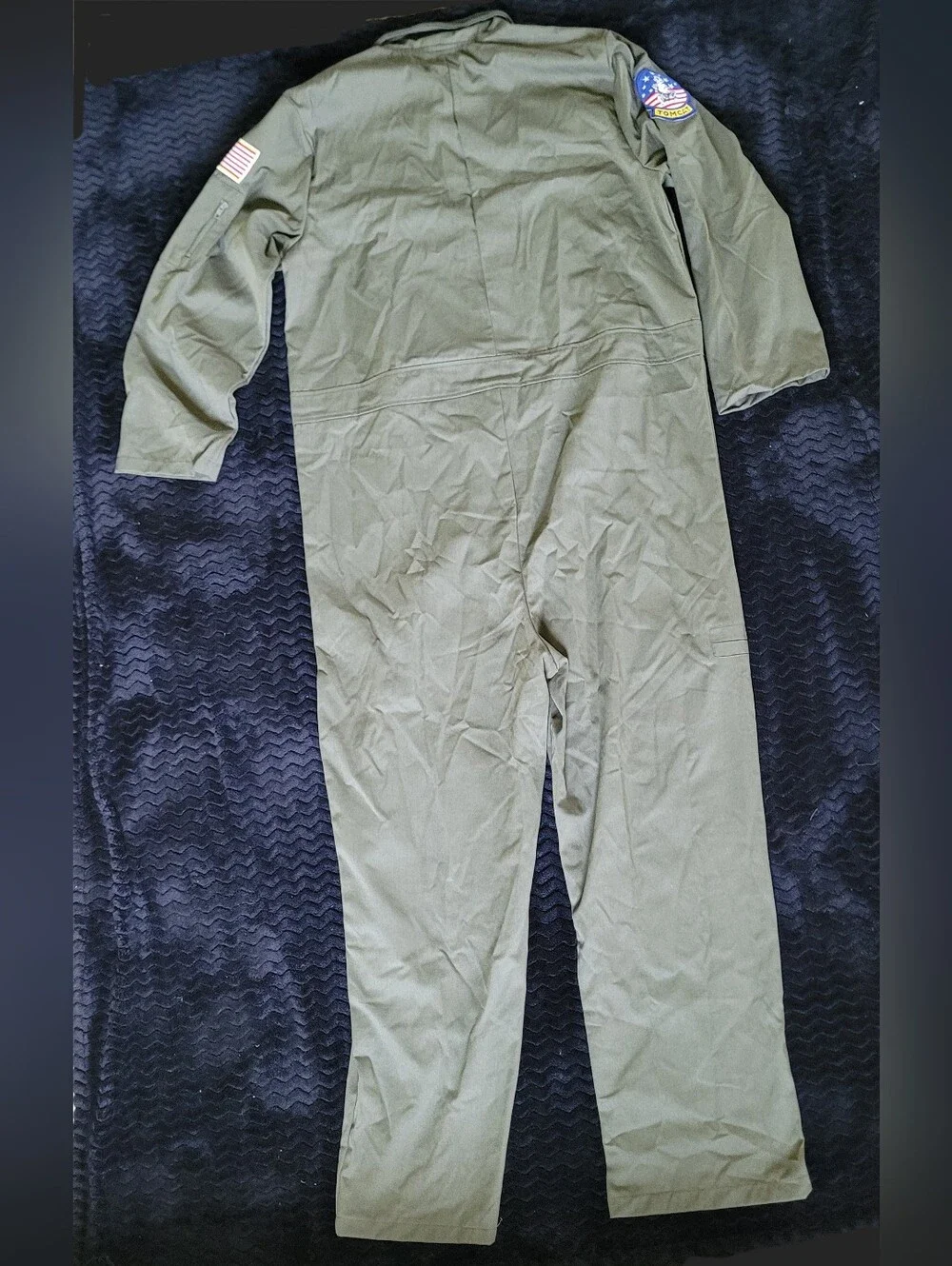 Top Gun Flight Suit Costume - Olive Green Jumpsuit - Picture 5 of 16